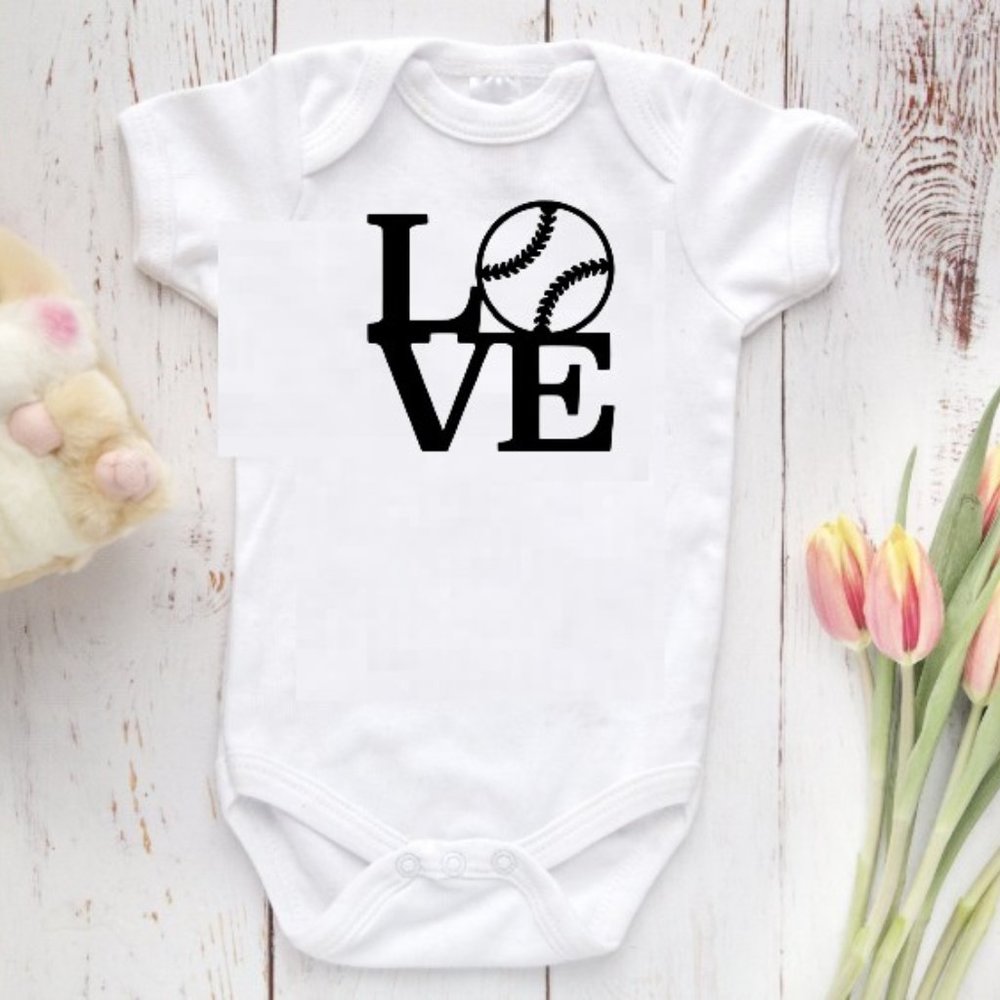 I love baseball or Softball Baby Onesie